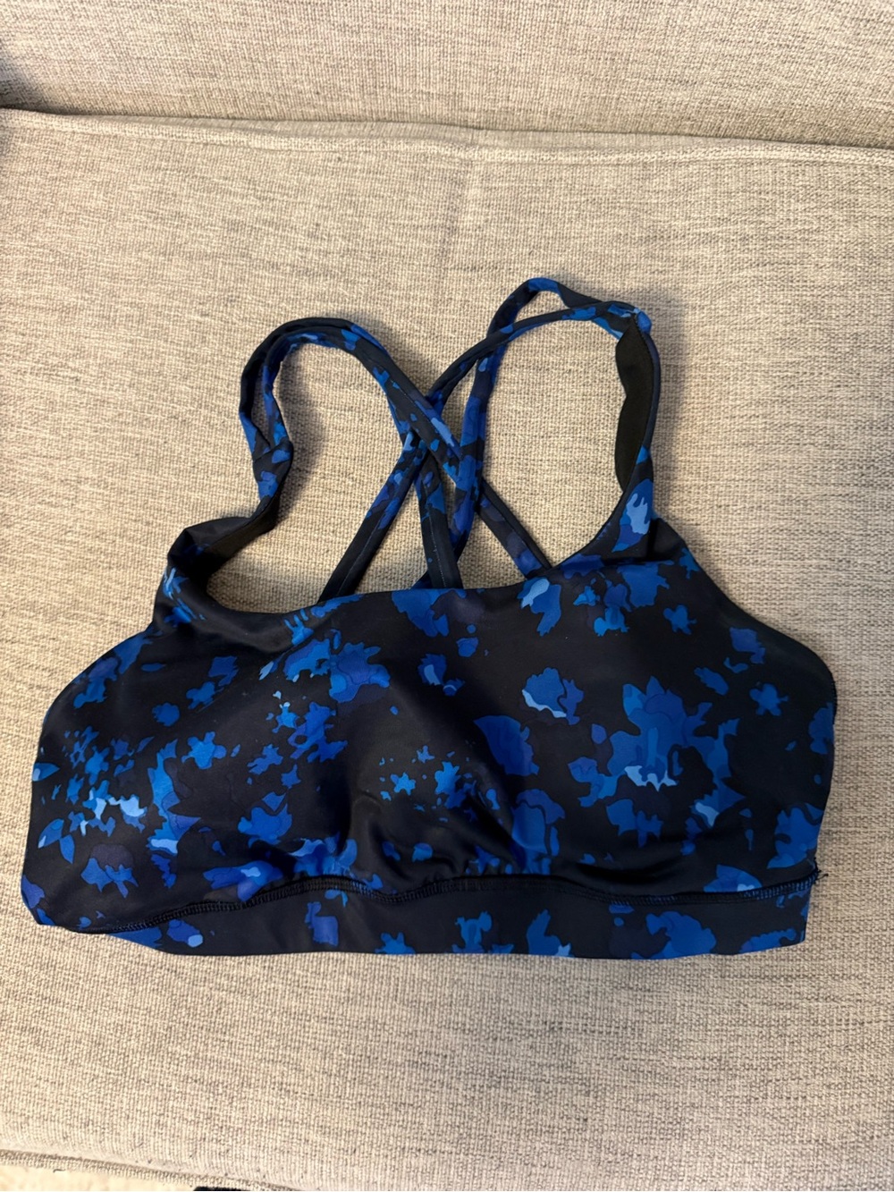 lululemon athletica Blue Camo Crisscross Sports Bra